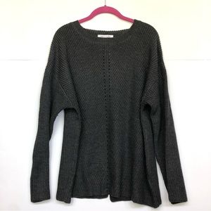 NWT Love Riche Dark Gray Open Back Lightweight Sweater Top size Large